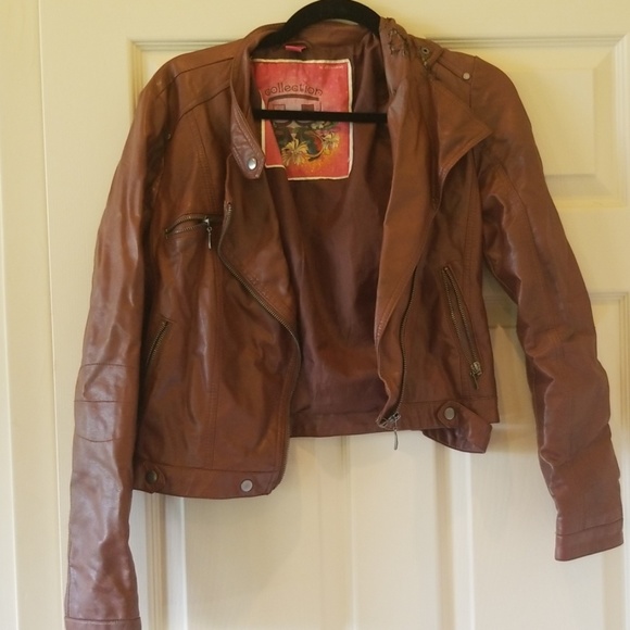 Brown leather jacket - Picture 1 of 2